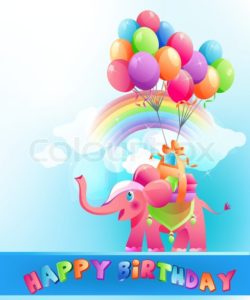 @sheribennett 3298028-happy-birthday-festive-background-with-pink-elephant-and-multicolored-air-ball