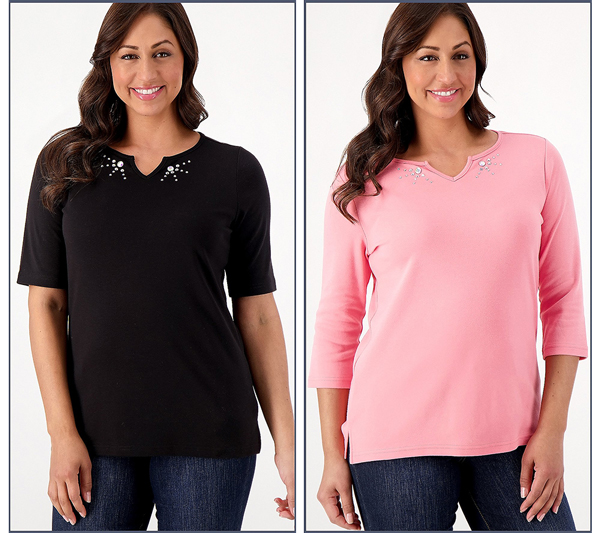 Ladies Embellished Tops Sparkle Shine Quacker Factory